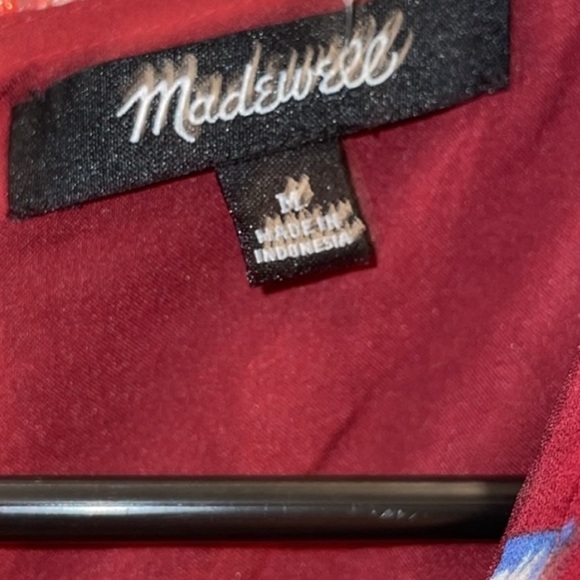 Madewell Long Sleeve V-neck Midi Dress Back Zipper Burgundy Floral Print M - Picture 7 of 7